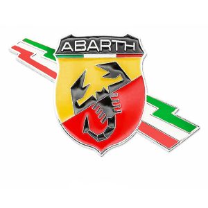 ملصق ستيكر علامة شعار سيارة ثلاثى الابعاد - مناسب ومتوافق مع سيارات معدن فيات ابارث علم ABARTH ومع بعض الموديلات الاخرى - ملصق معدن - مقاس 11.5 سم فى 5.2 سم