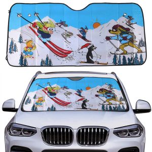 شماسة سيارة لزجاج السيارة الامامى للحماية من الاشعة فوق البنفسجية والحرارة، مظلة حماية عاكسة قابلة للطي وجة اشكال ورسومات ووجة اخر فضى مقاس 130 فى 60 سم كود 7150