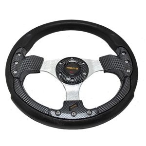طارة سبور عجلة قيادة سيارة سباق السيارات، مقاومة للاهتراء ومضادة للانزلاق، عجلة قيادة عالمية 13 انش لمعظم سيارات السيدان وسيارات الدفع الرباعي - اسود كاربون