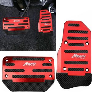 طقم غطاء بدال دواسة للسيارات الاتوماتيك 2 قطعة مقاومة للانزلاق سبورتس احمر