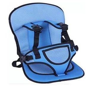 مقعد كرسى أطفال للسيارة مع حزام أمان للسيارة للأطفال الصغار والرضع، مقعد متعدد الاستخدامات للمنزل والسيارة، لتأمين وحماية الطفل داخل السيارة - لون ازرق فى اسود