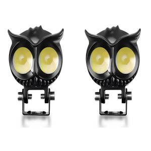 كشاف فانوس شبورة ليد تصميم بومة 2 عدسة جهاز عرض ضوئي إضافي، شعاع أصفر وأبيض مع وميض للطرق الوعرة ، مناسب للسيارات والدراجات والمتوسيكلات والاسكوتر والشاحنات -2 قطعة