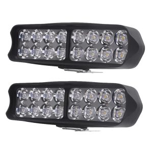 كشاف فانوس شبورة ليد 16 ليد جهازعرض ضوئي إضافي، اضاءة ابيض 3 طرف اضاءة ثابت ورعاش ، مناسب للسيارات والدراجات والمتوسيكلات والشاحنات للطرق الوعرة - جسم بلاستك - 2 قطعة