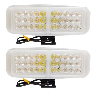 كشاف فانوس شبورة ليد 30 ليد جهازعرض ضوئي إضافي، اضاءة ابيض 3 طرف اضاءة ثابت ورعاش ، مناسب للسيارات والدراجات والمتوسيكلات والشاحنات للطرق الوعرة - جسم بلاستك ابيض - 2 قطعة