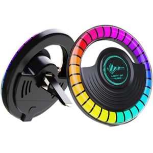 مصباح موسيقى عطري إيقاعي يعمل بالصوت للسيارة مع موزع روائح الزيوت العطرية ومشبك فتحة التهوية - كما يمكن ربطة بالهاتف للتحكم في الاضاءة عن طريق البلوتوث