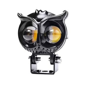 كشاف فانوس شبورة ليد تصميم بومة 2 عدسة - عريض - جهاز عرض ضوئي إضافي، شعاع أصفر وأبيض مع وميض للطرق الوعرة ، مناسب للسيارات والدراجات والمتوسيكلات والاسكوتر والشاحنات - قطعة واحدة