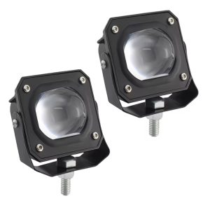 كشاف فانوس شبورة ليد عدسة كبيرة - جهاز عرض ضوئي إضافي، سلك 3 طرف شعاع أصفر وأبيض للطرق الوعرة ، مناسب للسيارات والدراجات والمتوسيكلات والاسكوتر والشاحنات - 2 قطعة