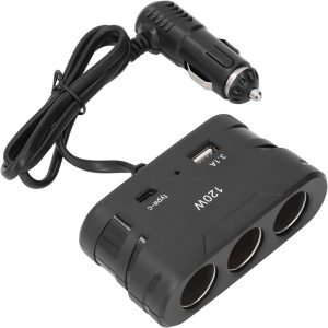 مشترك سيارة موزع مقبس ولاعة السجائر - مدخل type-c شاحن USB محول طاقة للسيارة 12 فولت/24 فولت للهواتف المحمولة