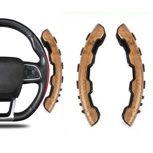 غطاء حماية لطارة الدركسيون طارة عجلة قيادة السيارة ، اكسسوار سيارة امن ومقاوم للانزلاق ومريح لليد بمقاس مناسب لجميع السيارات ، تصميم ابانوس فاتح