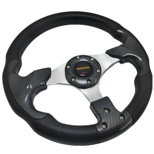 طارة سبور عجلة قيادة سيارة سباق السيارات، مقاومة للاهتراء ومضادة للانزلاق، عجلة قيادة عالمية 13 انش لمعظم سيارات السيدان وسيارات الدفع الرباعي - اسود كاربون كود 7319