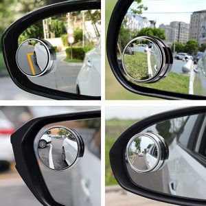 مرايا النقطة العمياء لمرايا السيارة الجانبية إطار ابيض مرآة مستديرة صغيرة محدبة مرآة الرؤية الخلفية - قطعة واحدة