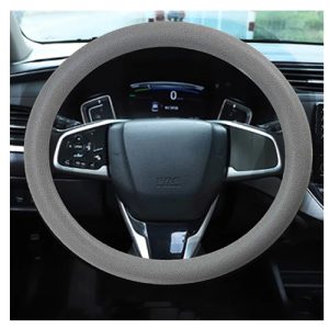 غطاء طارة دركسيون عجلة القيادة ، كفر وجراب سيليكون مطاط مرن ، مضاد للانزلاق، ذات ملمس ناعم ومريح ، مناسب لكل السيارات ، لون رمادى