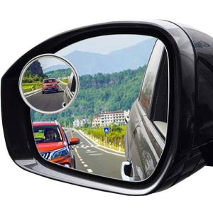 مرايا النقطة العمياء للرؤية الخلفية للسيارة، مرآة رؤية خلفية مستديرة محدبة باطار قابل للتعديل، تثبت بالمرايا الجانبية - قطعة واحدة اطار ابيض