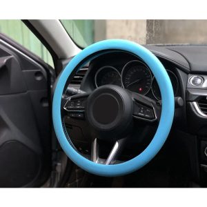 غطاء طارة دركسيون عجلة القيادة ، كفر وجراب سيليكون مطاط مرن ، مضاد للانزلاق، ذات ملمس ناعم ومريح ، مناسب لكل السيارات ، لون لبنى