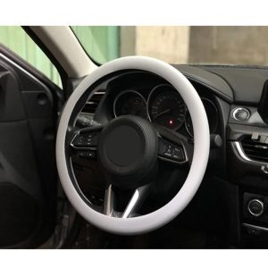 غطاء طارة دركسيون عجلة القيادة ، كفر وجراب سيليكون مطاط مرن ، مضاد للانزلاق، ذات ملمس ناعم ومريح ، مناسب لكل السيارات ، لون رمادى فاتح
