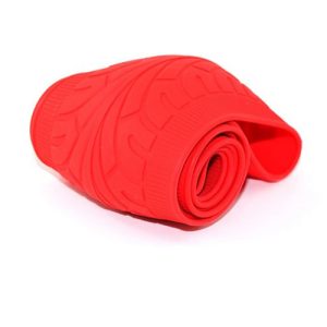 غطاء طارة دركسيون عجلة القيادة ، كفر وجراب سيليكون مطاط مرن ، مضاد للانزلاق، ذات ملمس ناعم ومريح ، مناسب لكل السيارات ، مضلع ، لون احمر