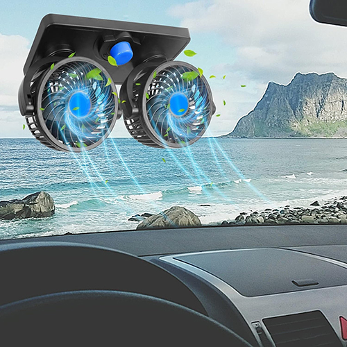 مروحة سيارة لتبريد الهواء داخل السيارة مروحة (24 فولت)) قابلة للدوران 360 درجة جميع انواع السيارات بسرعتين مزدوجة الراس تعمل على ولاعة السيارة 3 مروحة سيارة لتبريد الهواء داخل السيارة مروحة (24 فولت)) قابلة للدوران 360 درجة جميع انواع السيارات بسرعتين مزدوجة الراس تعمل على ولاعة السيارة - الصورة 3