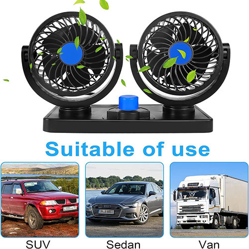 مروحة سيارة لتبريد الهواء داخل السيارة مروحة (24 فولت)) قابلة للدوران 360 درجة جميع انواع السيارات بسرعتين مزدوجة الراس تعمل على ولاعة السيارة 6 مروحة سيارة لتبريد الهواء داخل السيارة مروحة (24 فولت)) قابلة للدوران 360 درجة جميع انواع السيارات بسرعتين مزدوجة الراس تعمل على ولاعة السيارة - الصورة 6