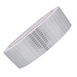 شريط ستيكر لاصق عاكس للسيارات والشاحنات والدراجات ، لفة ملصقات عاكسة ضوء عاكسات الشريط للدراجات، تحذير للسلامة ، اللون: ابيض عش النحل مقاس 5 سم × 10 متر