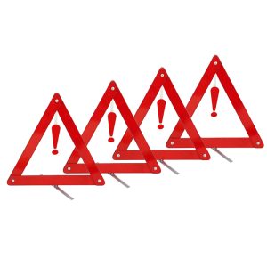 مثلث تحذيرى للسيارة للطوارئ، عاكس وقابل للطي للحفاظ علي السلامة علي الطريق مثلث طوارئ على الطريق من أجل أعطال السيارات ، علامة مثلثة عاكسة تحذيرية لسلامتك - 4 قطع