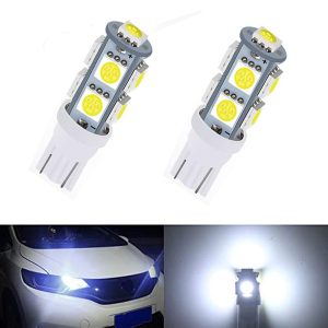 لمبة ليد فائقة السطوع LED اسفين، T10 W5W 194 168 ابيض ساطع 5050 9SMD، لمبات داخلية بديلة، لمبات للتابلوه والباب ولوحة الترخيص في السيارة - تيار مستمر 12 فولت - أبيض 9 ليد - 2 قطعة