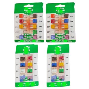 مجموعة فيوزات بتيار 5/ 7.5/ 10 / 15 / 20 / 25 / 30 / 35 / 40 امبير، فيوزات قياسية ماكسى وفيوز مينى، متوافقة مع معظم السيارات، مجموعة من 36 قطعة (4 كروت)