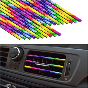 ديكور لسيارات السيدان والشاحنات وسيارات الدفع الرباعي شريط تزيين منفذ مكيف الهواء للسيارة من الكروم بتصميم مقاوم للماء وقابل للانحناء لتزيين منفذ التهوية - طول 3 متر - متعدد الالوان