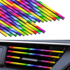 ديكور لسيارات السيدان والشاحنات وسيارات الدفع الرباعي شريط تزيين منفذ مكيف الهواء للسيارة من الكروم بتصميم مقاوم للماء وقابل للانحناء لتزيين منفذ التهوية- طول 5 متر - متعدد الالوان