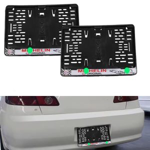 حامل اطار لوحة ترخيص السيارة قاعدة لوحة السيارة منتج مصمم لتثبيت لوحة رقم السيارة بشكل آمن وثابت على المركبة - مقاس 35 سم فى 16.8 سم ( عدد 2 قطعة )