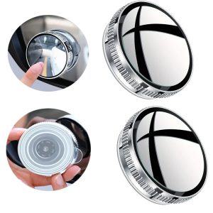 مرايا لمراقبة النقاط العمياء للرؤية الخلفية للسيارة،مرايا رؤية خلفية مستديرة محدبة باطار قابل للتعديل، تثبت بالمرايا الجانبية -(شفاط وبكرة - عدد 2 قطعة )