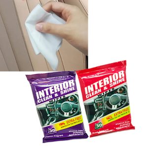 مناديل العناية بالسيارة، مناديل تنظيف رطبة توفر حماية ممتازة ودائمة لسيارتك، متعددة الاستخدامات (عدد: 2 عبوة / 60 منديل)