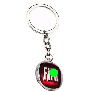 ميدالية وسلسلة مفاتيح سيارة مناسبة لمفاتيح السيارة والدراجات النارية ومفاتيح العائلة - معدن مطلية نيكل - متوافقة مع فيات لون فضي في احمر