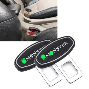 مشبك حزام امان للسيارة، من قطعتين، مشبك تثبيت يدعم حزام الامان وقفل انذار امان متوافقة مع مونيستيري ( معدن مطاط 2 قطعة )