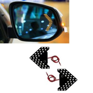 سهم ليد خلف زجاج المرآة الخلفية اليسرى/الأيمن، غير مرئي تقريبًا عند عدم الاستخدام، يضيء بشكل ساطع عند تشغيل الاشارات ( اضاءة اصفر ، عدد 2 قطعة ، 3 صف )