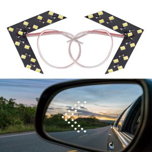 سهم ليد خلف زجاج المرآة الخلفية اليسرى/الأيمن، غير مرئي تقريبًا عند عدم الاستخدام، يضيء بشكل ساطع عند تشغيل الاشارات ( اضاءة ابيض ، عدد 2 قطعة ، 2 صف )