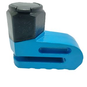 قفل امان صغير مضاد للسرقة للفرامل والعجلات، قفل امان من مواد عاليه الجوده مقاوم للماء للسكوتر والدراجة النارية والسكوتر مع مفتاحين (ازرق)