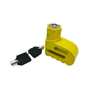 قفل امان صغير مضاد للسرقة للفرامل والعجلات، قفل امان من مواد عاليه الجوده مقاوم للماء للسكوتر والدراجة النارية والسكوتر مع مفتاحين (اصفر)