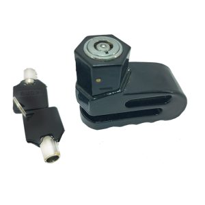 قفل امان صغير مضاد للسرقة للفرامل والعجلات، قفل امان من مواد عاليه الجوده مقاوم للماء للسكوتر والدراجة النارية والسكوتر مع مفتاحين (اسود)