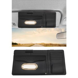 منظم كروت وحامل مناديل وحامل نظارة ، حامل قلم ، حافظة كروت والرخص والفيزا وغيرها ، 7 جيوب ، منظم متعدد الوظائف فى السيارة ، ( قطعة واحدة لون اسود )