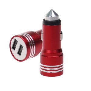 شاحن سيارة بمنفذ USB مزدوج وراس معدنى مطرقة السلامة ، شاحن سريع (كود : 8042)
