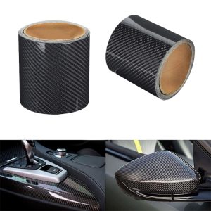 شريط حماية طلاء من الياف الكربون الاسود شديد اللمعان ومضاد للخدش لحماية السيارة وتزيينها (اسود اسود ، لامع ، طول 5 متر ،عرض 10سم)