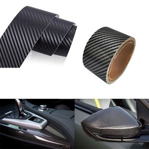 شريط حماية طلاء من الياف الكربون الاسود شديد اللمعان ومضاد للخدش لحماية السيارة وتزيينها (اسود سلفر، لامع ، طول 5 متر ،عرض 5سم)