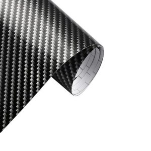 شريط من الياف الكربون المضادة للخدش لتزيين السيارات والدراجات والشاحنات والاجهزة والموبايل وغيرها (اسود خط سلفر ، لامع ، طول 2 متر ،عرض 30 سم)