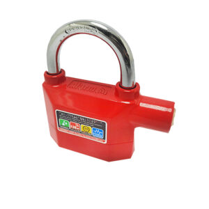 قفل قرص للفرامل عالي الامان مضاد للسرقة ومقاوم للماء والصدا مع نظام انذار صدمات ذكي للموبايل صفارة عالية للموتوسيكلات والدراجات والفيسبا والسكوتر (احمر ، كود 8070)