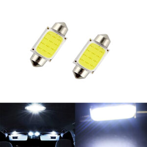 لمبات ليد T11 COB للصالون ونور شنطة السيارة ومناسبة للانوار الخارجية والداخلية للسيارات ، اضاءة فائقة السطوع ( ابيض 12 ليد - 36 مم - 2 قطعة )