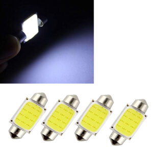 لمبات ليد T11 COB للصالون ونور شنطة السيارة ومناسبة للانوار الخارجية والداخلية للسيارات ، اضاءة فائقة السطوع ( ابيض 12 ليد - 36 مم - 4 قطع )