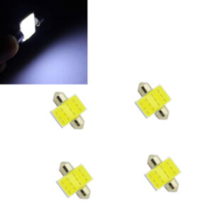 لمبات ليد T11 COB للصالون ونور شنطة السيارة ومناسبة للانوار الخارجية والداخلية للسيارات ، اضاءة فائقة السطوع ( ابيض 12 ليد - 31 مم - 4 قطع )