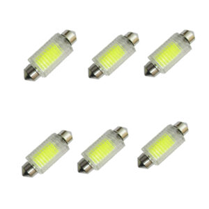 لمبات ليد داخلية ، للسيارات مناسبة لاضاءة صالون السيارة ولوحة التراخيص وغيرها ( كريستال ابيض 12 ليد - 41 مم - 6 قطع )