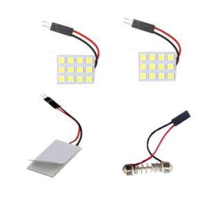 لمبة سقف داخلي للسيارة ليد للقراءة على شكل قبة أبيض بتصميم أنيق وعصري سيعزز من مظهر أي سيارتك ( شريحة فصوص ، 12 ليد ، 2 قطعة )