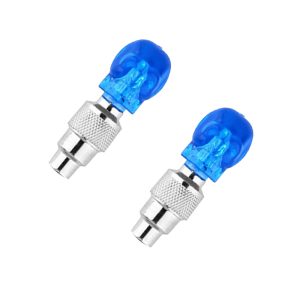 لمبات ليد لصمامات السيارة والدراجات ، للتوهج في الظلام، عصرية، مناسبة للسيارات، للدراجات، للمركبات على الطرق الوعرة وللموتوسيكلات ( جمجمة اضاءة ازرق - 2 قطعة )